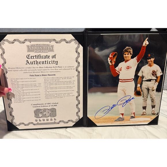 sbg Other - Pete Rose Limited Edition Signed 8x10 Photo SBG Global Padded Folder COA